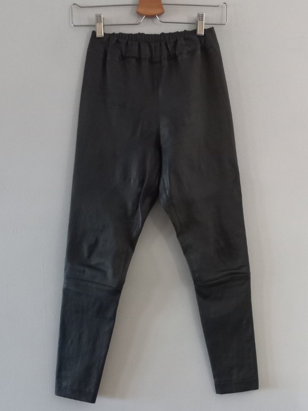 THE ROW black lambskin leggings with zippers